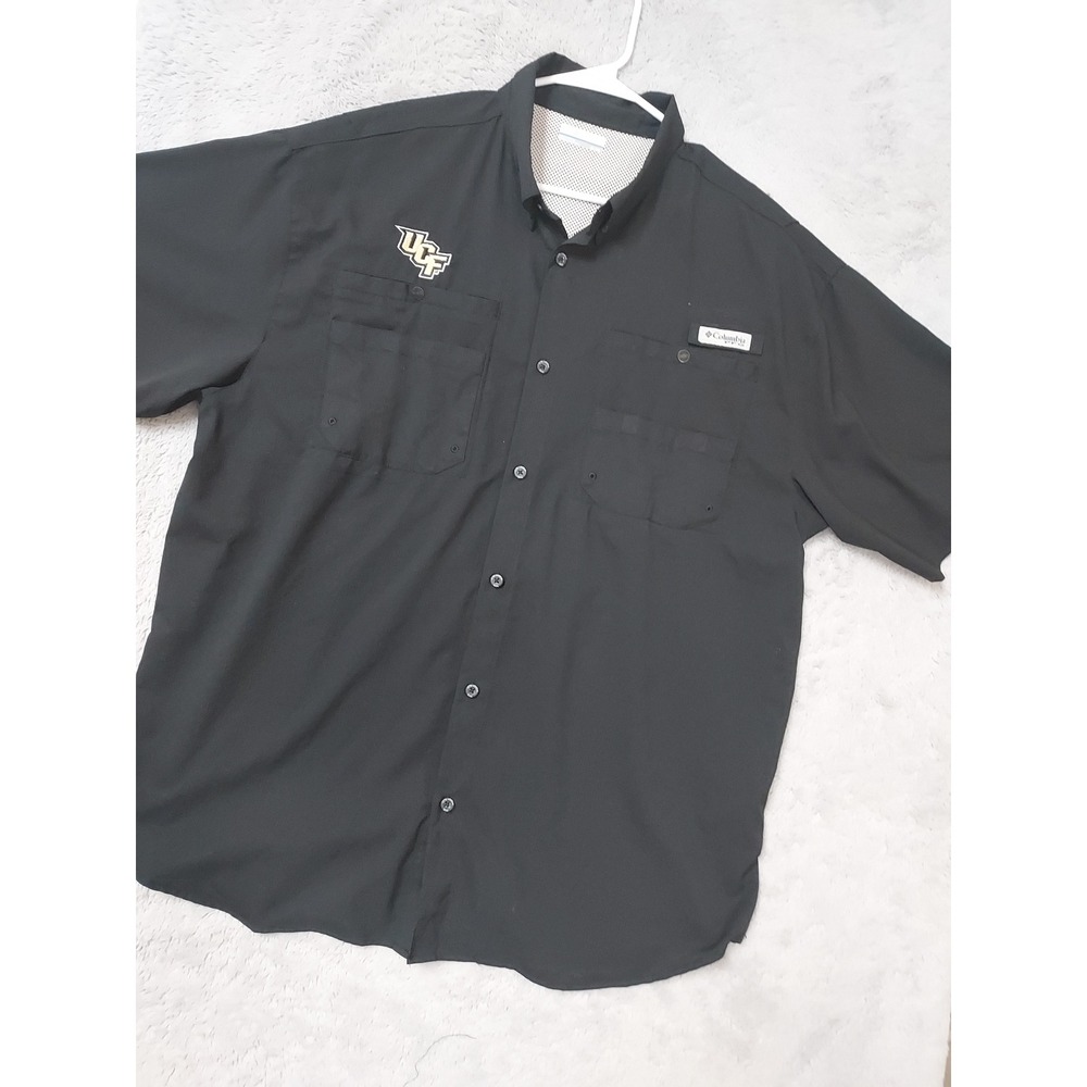 UCF Knights Shirt Mens XL Columbia PFG Tamiami Omni Shade Fishing Black NCAA